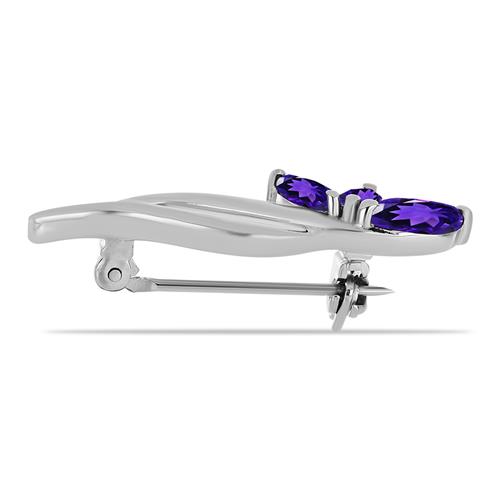 BUY 925 SILVER BROOCH WITH AFRICAN AMETHYST GEMSTONE